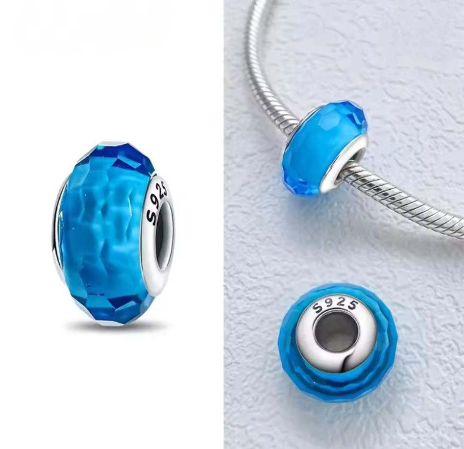 GÜMÜŞ MAVİ MURANO CHARM