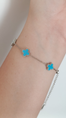VAN CLEEF MİNİ MAVİ-GÜMÜŞ BİLEKLİK