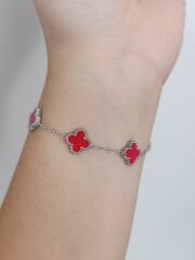VAN CLEEF GÜMÜŞ- KIRMIZI BİLEKLİK