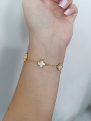 VAN CLEEF BEYAZ-GOLD NORMAL BOY BİLEKLİK