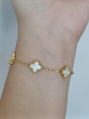VAN CLEEF BEYAZ-GOLD NORMAL BOY BİLEKLİK