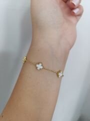 VAN CLEEF BEYAZ-GOLD MİNİ BOY BİLEKLİK