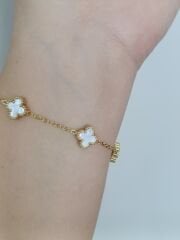 VAN CLEEF BEYAZ-GOLD MİNİ BOY BİLEKLİK